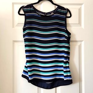 Tommy Hilfiger sleeveless blouse, blue, teal, and white